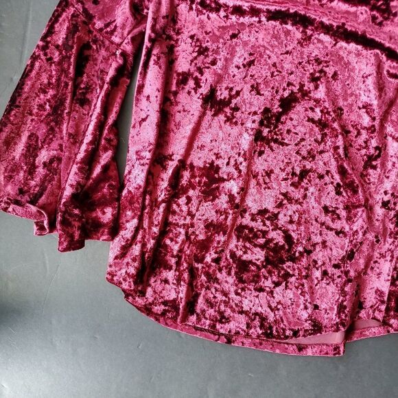 Aqua Red Velvet Off Shoulder Blouse - Picture 8 of 8